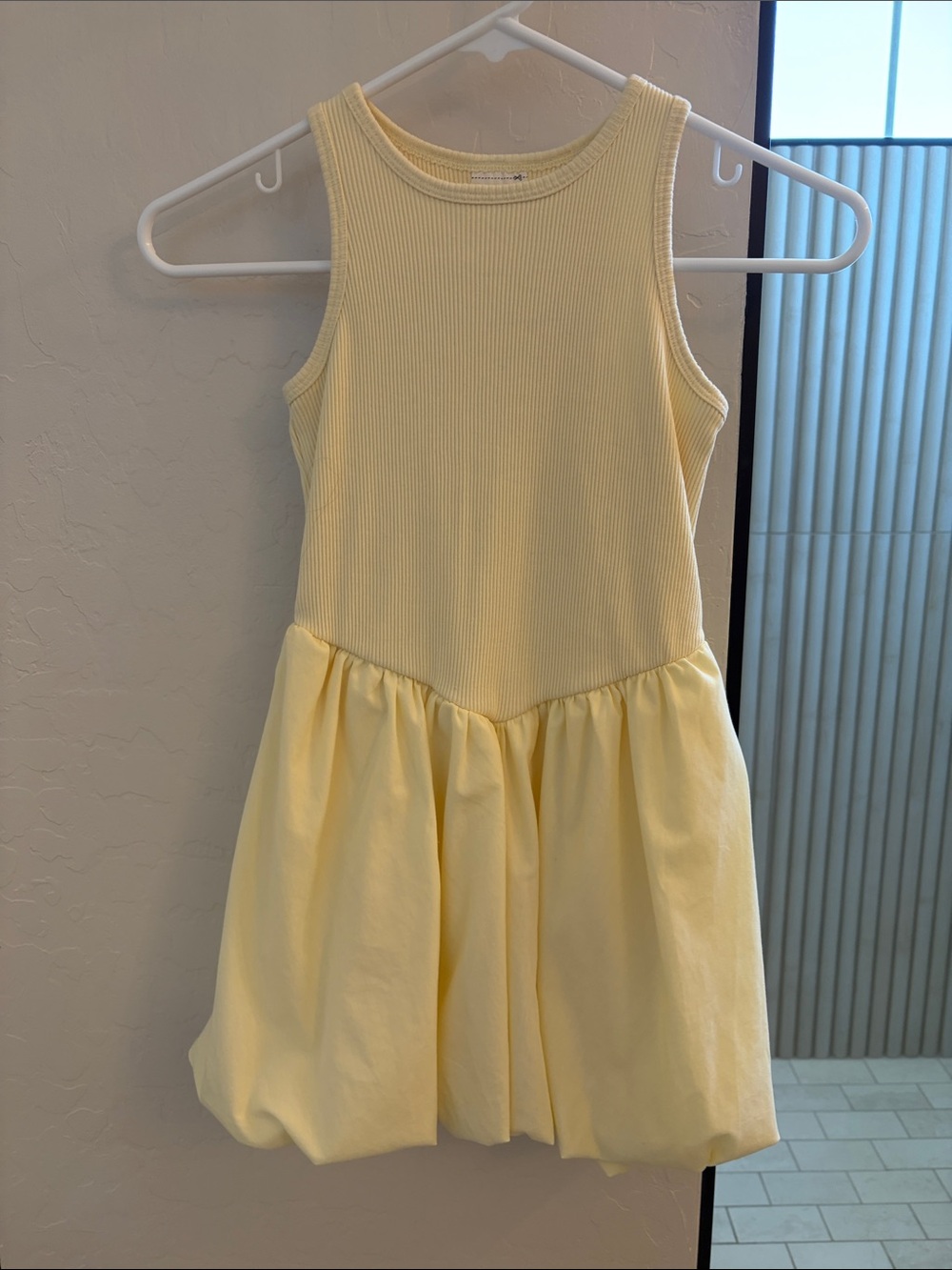 Girls' Sleeveless Yellow Knit & Skirt Dress
